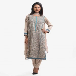 Beige Georgette Straight Salwar Kameez